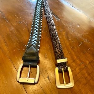 Two belts. Braided black & Black/Brown Belts medium